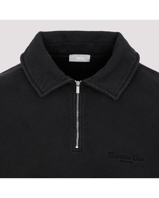 Dior Schwarzer baumwoll-sweatshirt polo-kragen in Black für Herren