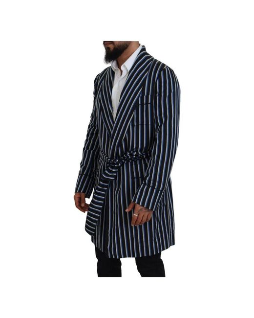 Dolce & Gabbana Schwarzer blauer martini bedruckter futterbademantel in Blue für Herren
