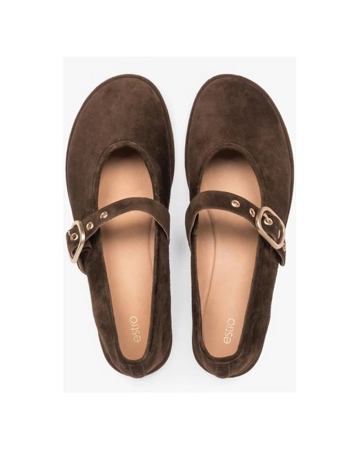 ESTRO Brown Ballerina Shoes