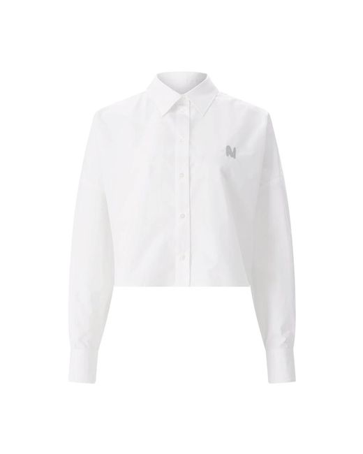 MSGM Cropped Katoenen Shirt in het White