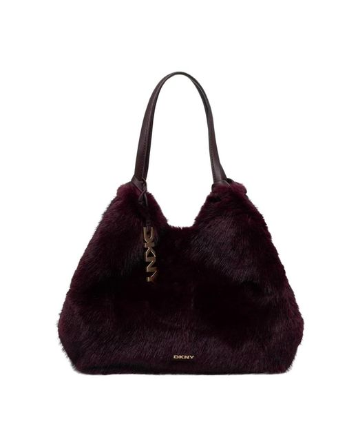 DKNY Black Paula Medium Kunstfell-Shopper