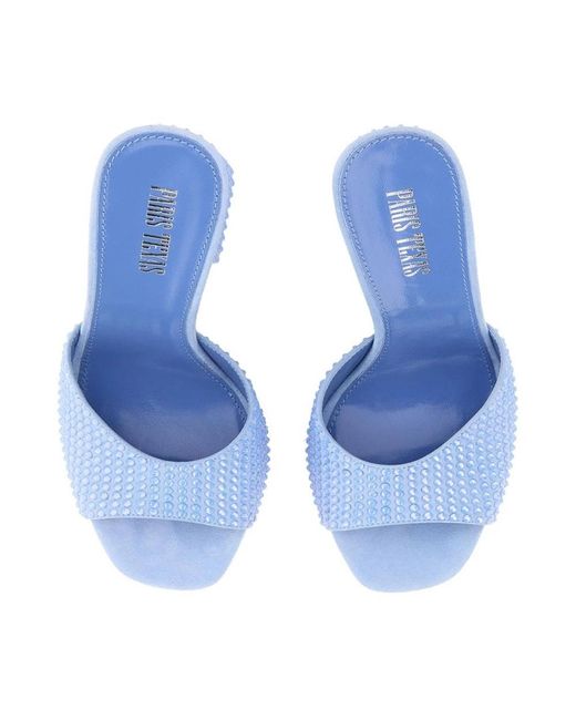 Paris Texas Blue Heeled Mules