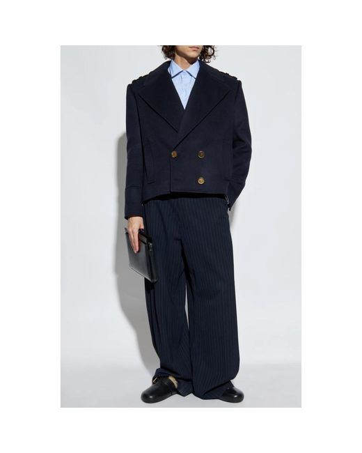 Balmain Blue Double-Breasted Coats for men