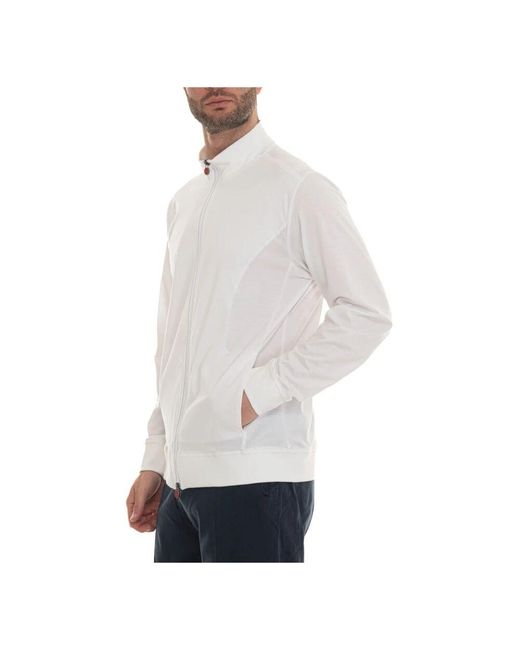 Kiton Kapuzen-sweatshirt mit reißverschluss und stretchbund in White für Herren