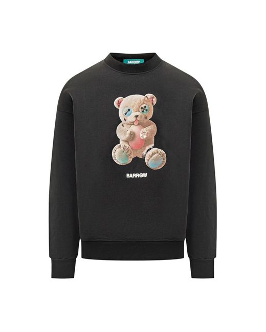Barrow Schwarzer Crewneck Sweatshirt Front Print in Black für Herren