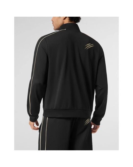 Philipp Plein Fitness ,Zwart ,Polyester Tracksuit Zip Jacket in het Black voor heren