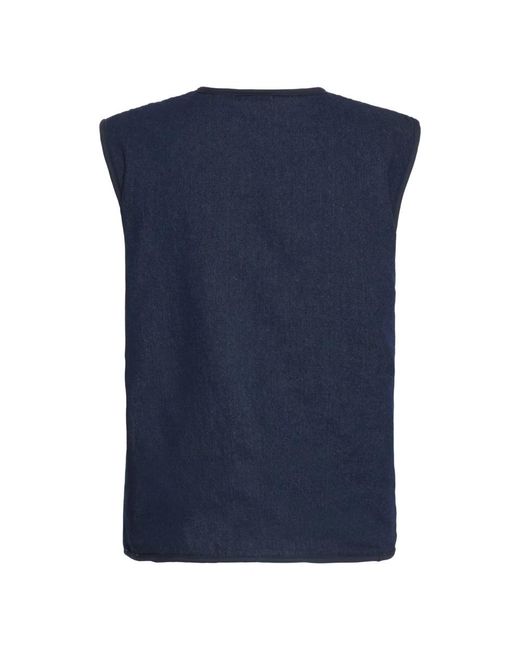 Ichi Jassen ,Blauw ,Denim Ihhiramo Wa2 Vest in het Blue