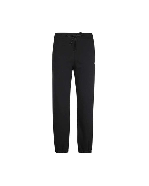 MSGM Broeken ,Zwart ,Katoen Katoenen Logo Print Trainingsbroeken Elastische Manchetten in het Black