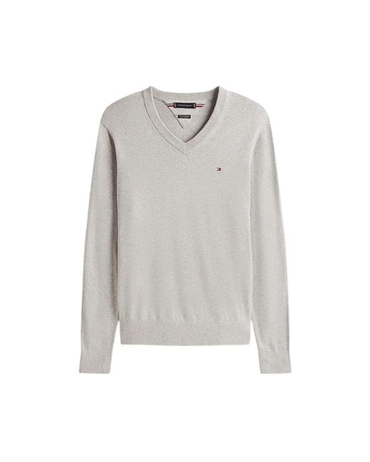 Tommy Hilfiger Grijze V-Hals Trui Pima Cashmere in het Gray voor heren
