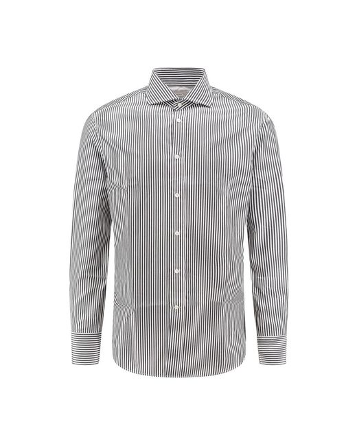 Camicia bianca slim fit con colletto francese di Brunello Cucinelli in Gray da Uomo
