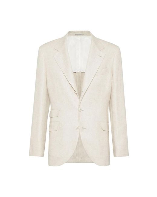 Brunello Cucinelli Linnen Jas in het White voor heren