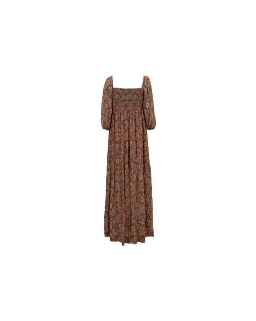 Aniye By Brown Langes blumenkleid mit puffärmeln