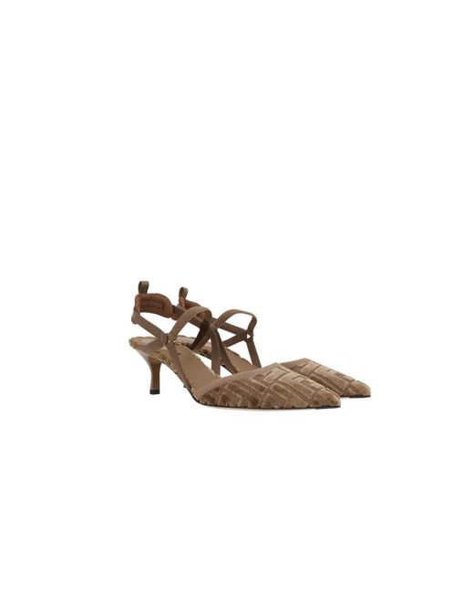 Fendi Schoenen ,Bruin ,Jacquard Slingback Hakken in het Brown
