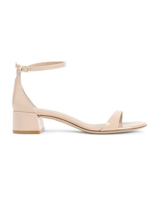 Stuart Weitzman White Blockabsatz sandale in nude