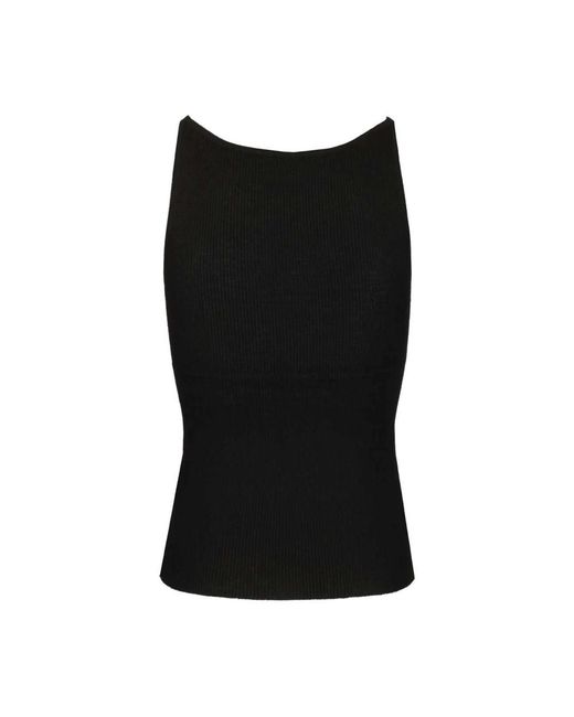 Lisa Yang Black Sleeveless Tops