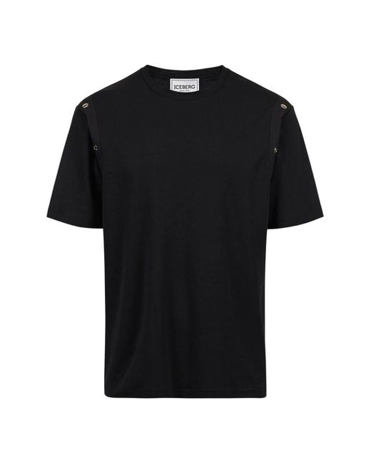 Iceberg Schwarzes regular fit t-shirt aus interlock-stoff in Black für Herren