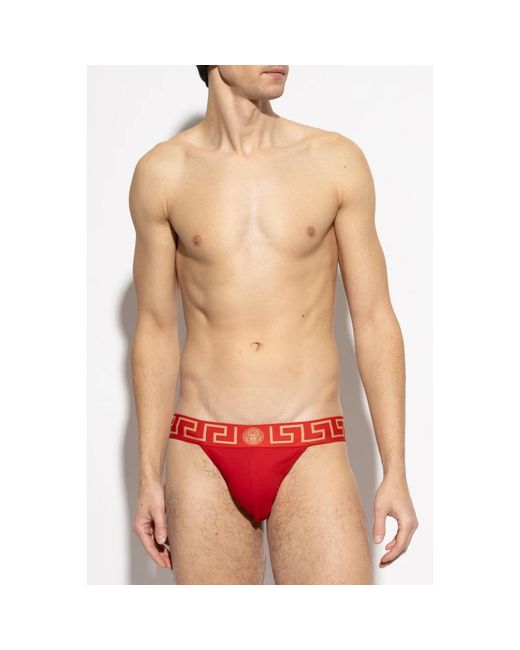 Versace Ondergoed ,Rood ,Katoen Greca Border Jockstrap in het Red voor heren