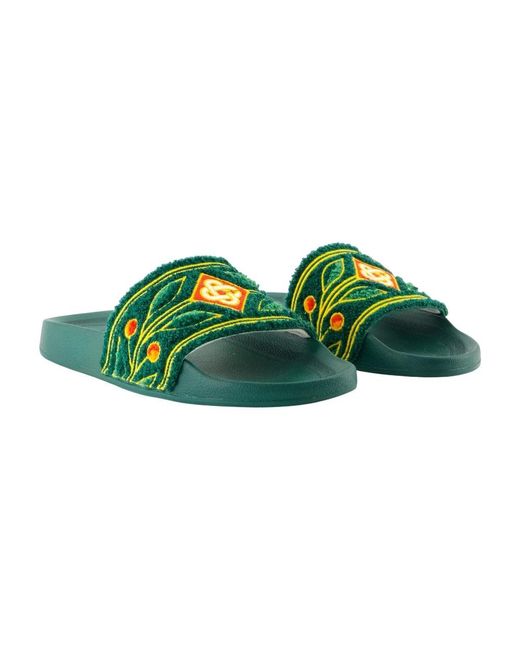 Casablanca Green Grüne Synthetikleder Slip-On Sandalen