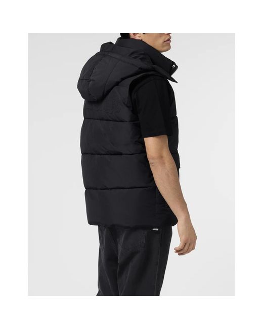Philipp Plein Jassen ,Zwart ,Nylon Nylon Puffer Vest Gothic Plein in het Black voor heren
