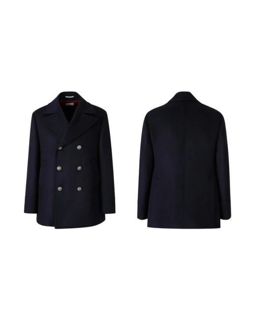 Brunello Cucinelli Double-Breasted Coats in het Blue voor heren
