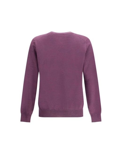 Brunello Cucinelli Kaschmir Seiden Pullover Mélange Muster in Purple für Herren