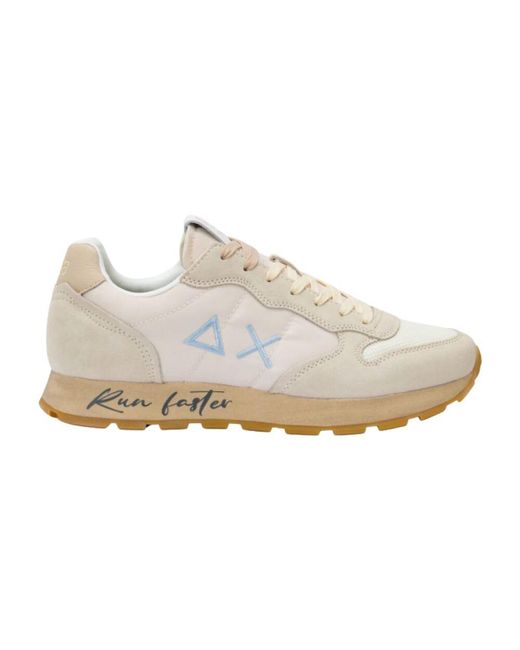 Sun 68 Vintage Weiße Sneakers Leder Textil in White für Herren