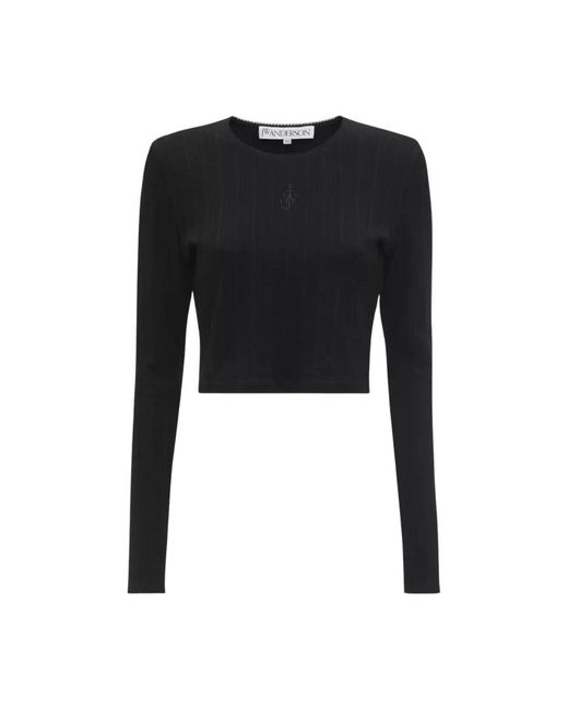 J.W. Anderson Cropped Anchor Geborduurd Top in het Black