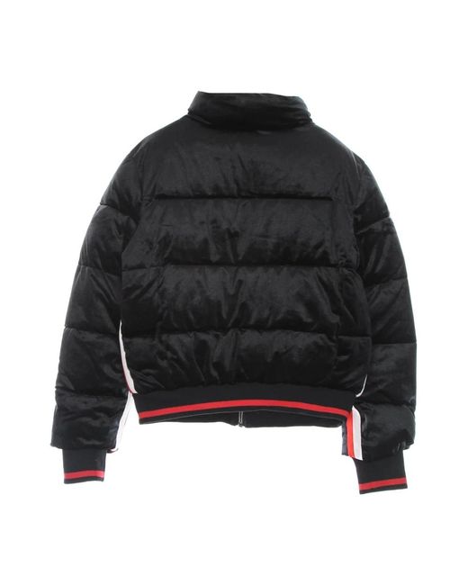 Fila Jassen ,Zwart ,Polyester Zwarte Cropped Puff Jack Met Hoge Kraag in het Black
