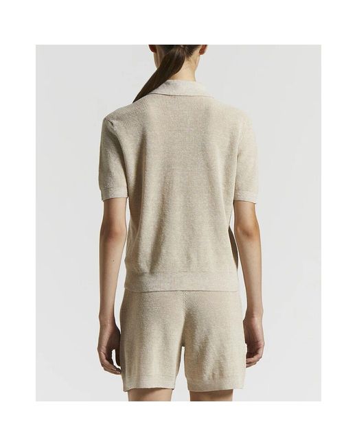 Peserico Natural Leinen-Baumwoll-Crepe-Melange-Poloshirt