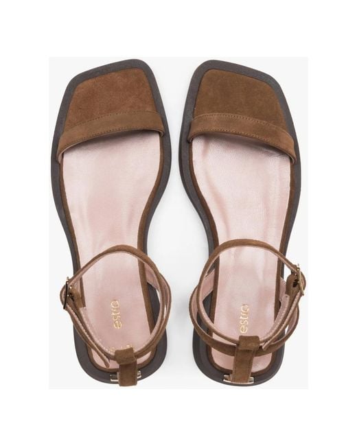 ESTRO Brown Flat Sandals