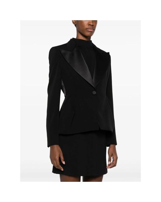 Max Mara Jassen ,Zwart ,Wol Proteo Peplum Blazer in het Black