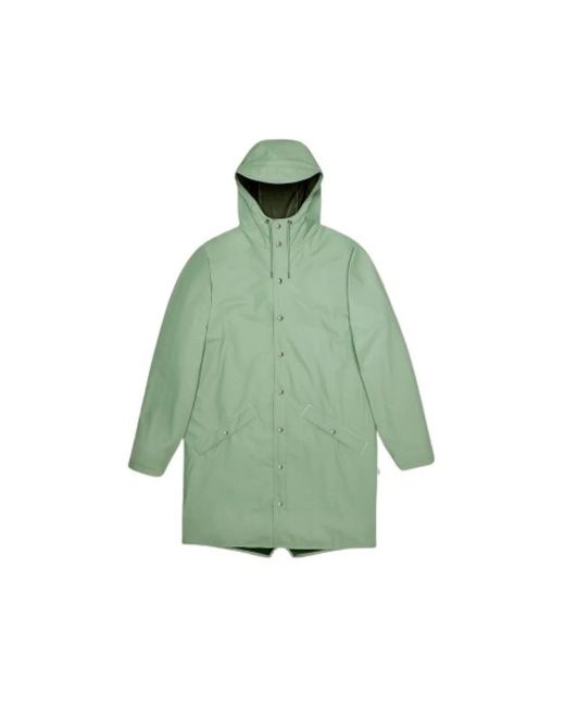 Rains Jassen ,Groen ,Polyester Long Jacket Haze in het Green