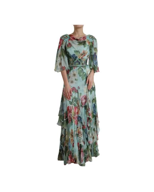 Dolce & Gabbana Green Maxi Dresses