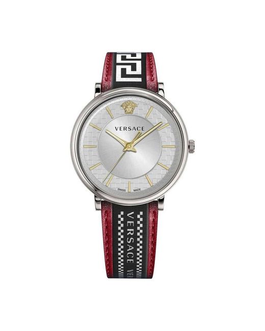 Versace Leder armbanduhr v-circle in Gray für Herren