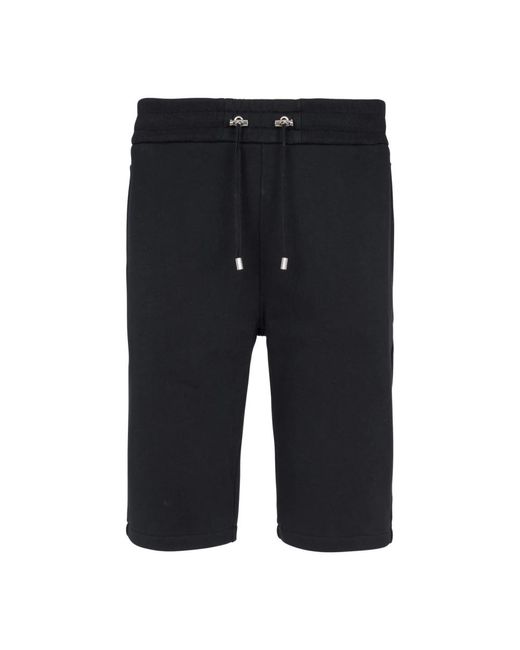 Shorts in cotone con logo paris floccato di Balmain in Blue da Uomo