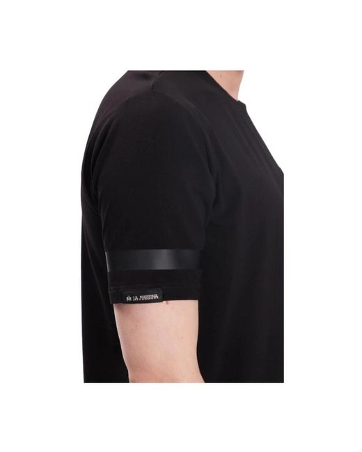 La Martina Schwarzes gummi logo jersey t-shirt in Black für Herren