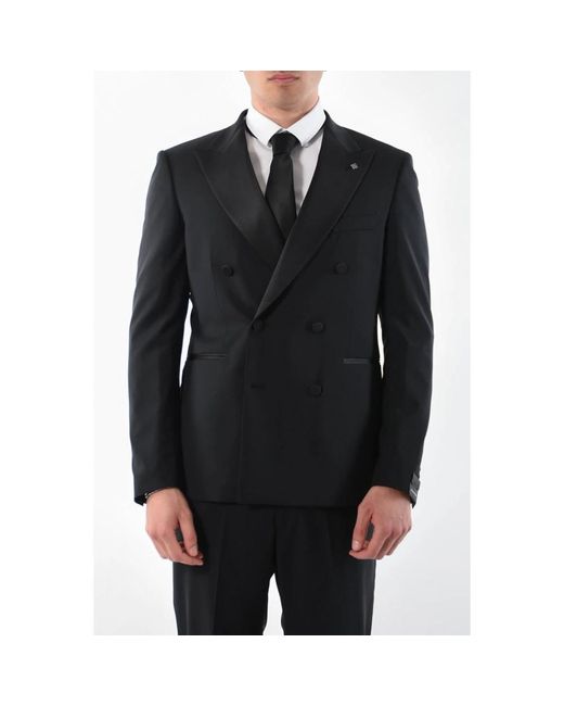 Tagliatore Black Double Breasted Suits for men
