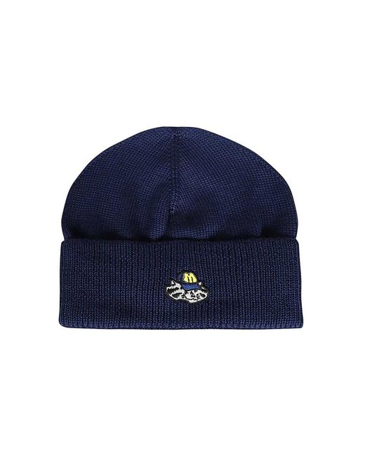 MSGM Merinowolle Gestrickte Beanie Mütze in Blue für Herren