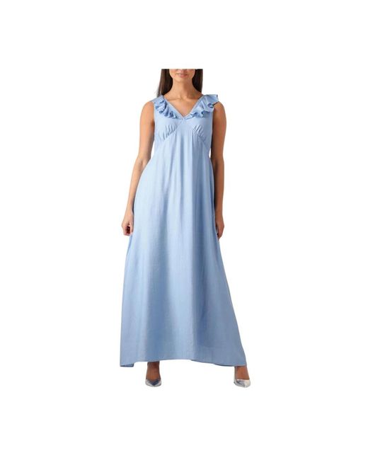 Moves Kleedjes ,Blauw ,Denim Blauwe Midi Jurk Leanna 4237 in het Blue