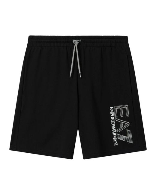 EA7 Black Casual Shorts for men