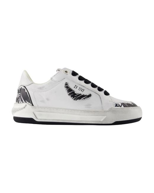 Zadig & Voltaire White Weiße Leder Fly Wings Sneakers