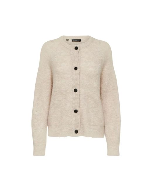 SELECTED Truien & Vesten ,Wol Slflulu Cardigan in het Natural