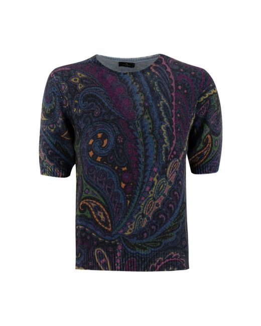 Round-Neck Knitwear Etro de color Blue
