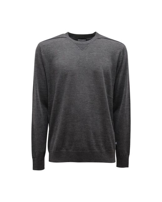 Armani Gray Round-Neck Knitwear for men