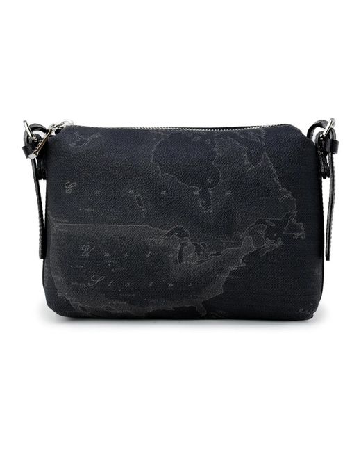 Alviero Martini 1A Classe Black Schwarze tote tasche leder baumwollmischung