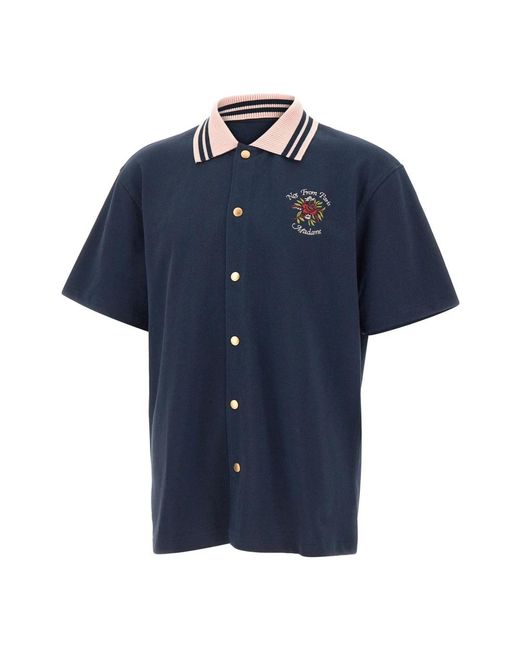 Drole de Monsieur Blue Short Sleeve Shirts for men
