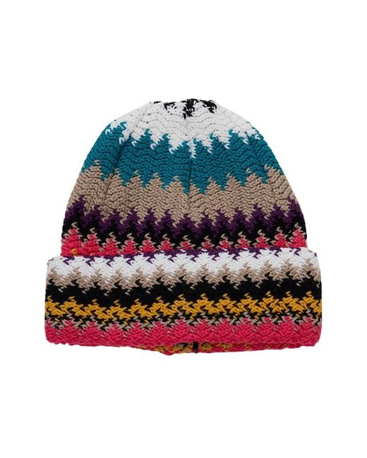 Missoni Accessoires ,Veelkleurig ,Wol Wollen Zigzagprint Hoed in het Multicolor