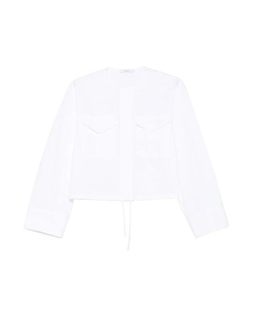 Givenchy White Weiße Baumwoll-Cropped-Bluse Mit Kordelzug