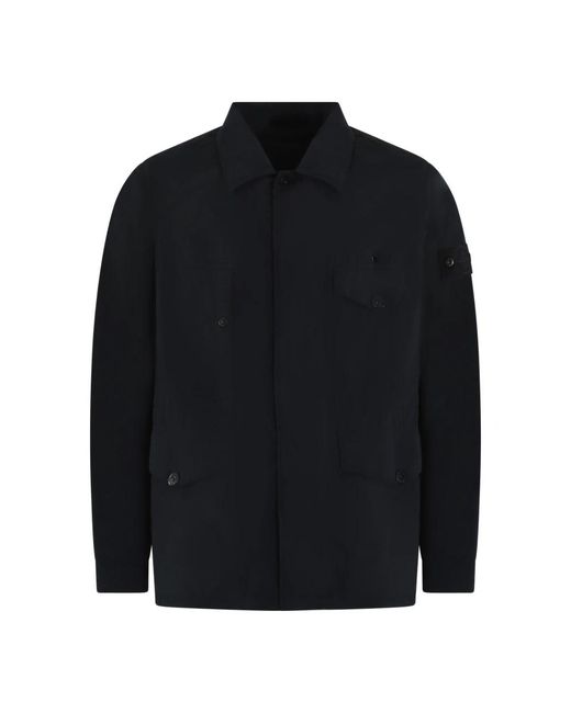 Stone Island Jassen ,Blauw Field Jacket in het Black voor heren