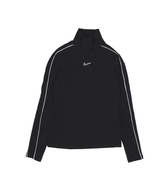 Nike Black Sportliches langarm-top schwarz/weiß